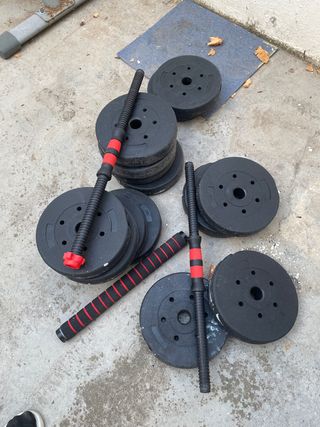 Pesas 50kg con barras y mangos