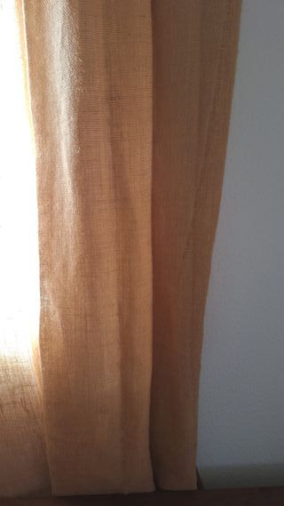 Cortinas de tela y yute color beige/marrón