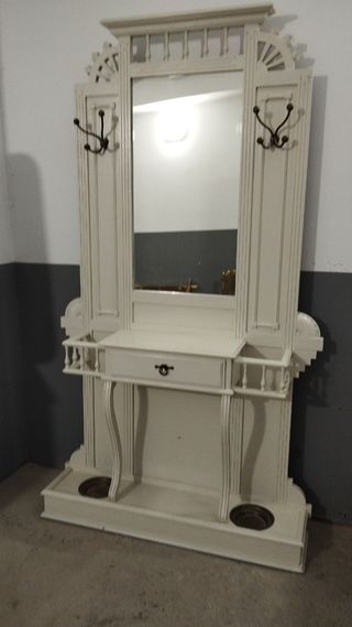 Recibidor de madera maciza blanco