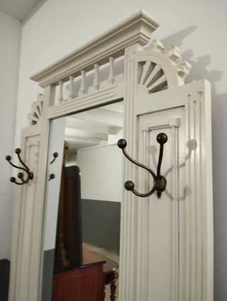 Recibidor de madera maciza blanco