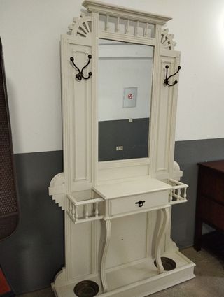 Recibidor de madera maciza blanco