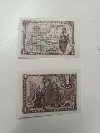 2 Billetes 1 Peseta Banco de España