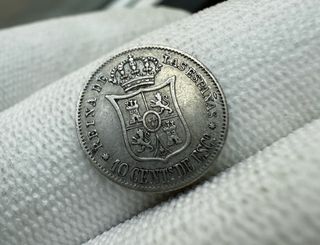 Moneda 10 céntimos de escudo Isabel II 1865