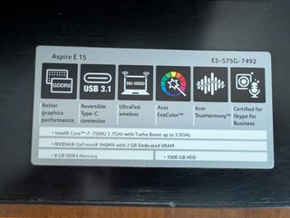 Portátil Acer Aspire E15 - Procesador i7