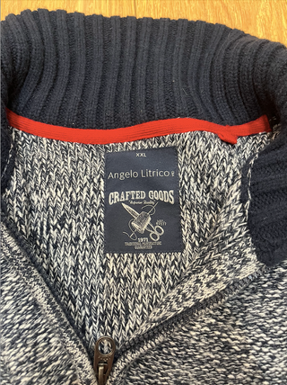 jersey de punto azul gris talla grande hombre