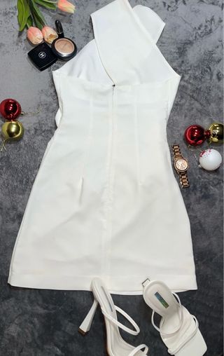 Vestido Zara Mini Cuello Cruzado Blanco Talla Únic