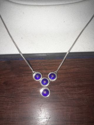 Collana vintage argento con pietre blu