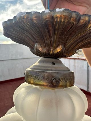 Lámpara colgante vintage cristal opal y metal