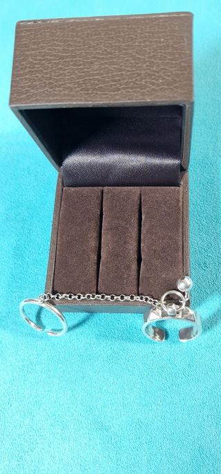Plata 925 doble anillo encadenado
(8 gramos) NUEVO