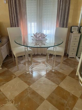Mesa redonda metacrilato y cristal