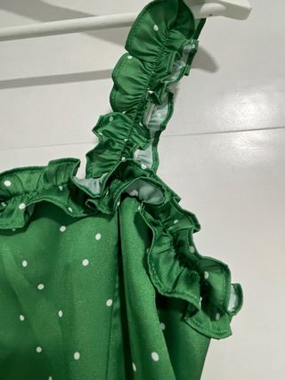 Vestido verde lunares blanco