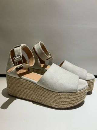 Sandalias Plataforma Esparto Beige/Blanco