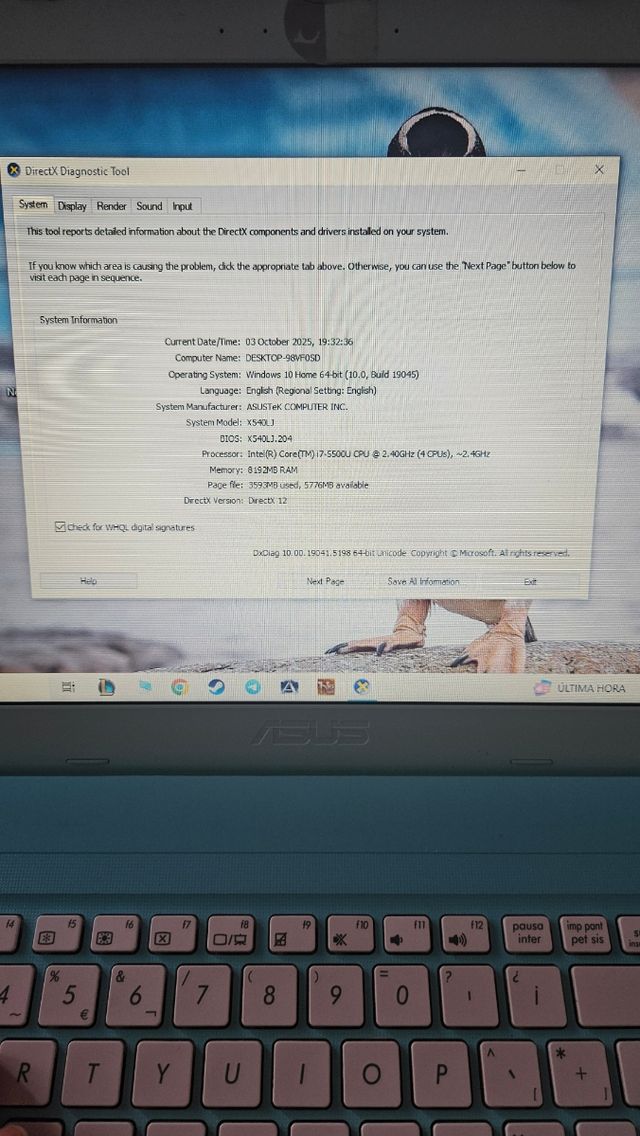 Computer portatile Asus F540L Blue I7 da 8 GB RAM GeForce 920M