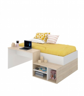 Cama Juvenil Compacta Con Escritorio. Natural / B
