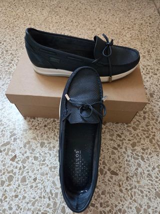 Mocasines Pitillos Piel color azul marino