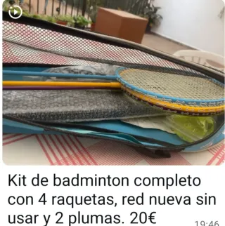 Kit Bádminton: 4 Raquetas, Red Nueva, 2 Volantes