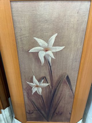 Cuadro de flores Calla Lily con marco de madera