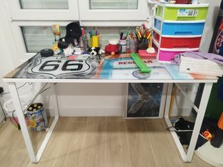 Mesa Escritorio Cristal Diseño Ruta 66