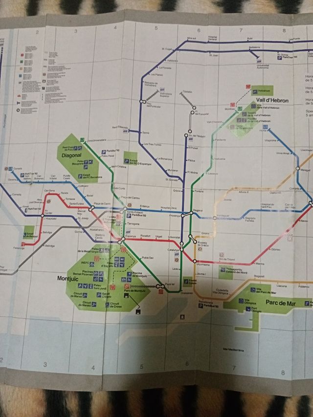 Mapa Metro Barcelona Olímpico 92