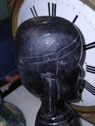 Escultura Antigua Talla Madera Ébano