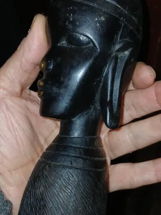 Escultura Antigua Talla Madera Ébano