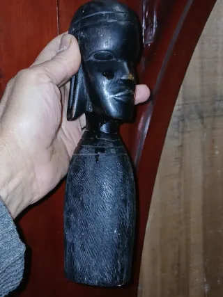 Escultura Antigua Talla Madera Ébano