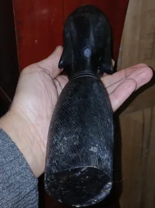 Escultura Antigua Talla Madera Ébano