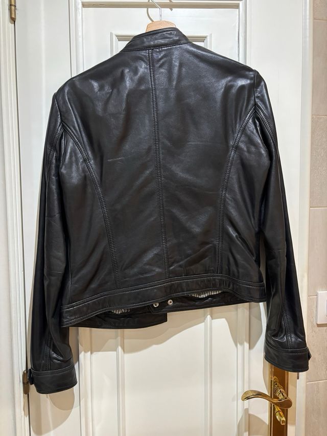 Cazadora Piel Negra Massimo Dutti