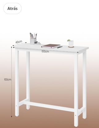 Mesa bar alta blanca con 2 taburetes