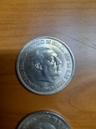 3 Monedas 5 Pesetas (Duros) 1949