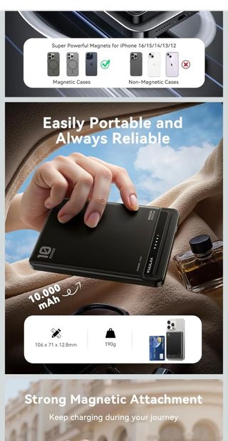 KUULAA Power Bank 10000mAh Magnética