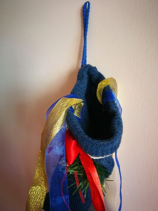Calza fatta a mano in lana halloween natale