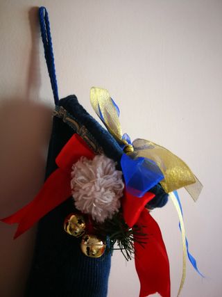 Calza fatta a mano in lana halloween natale