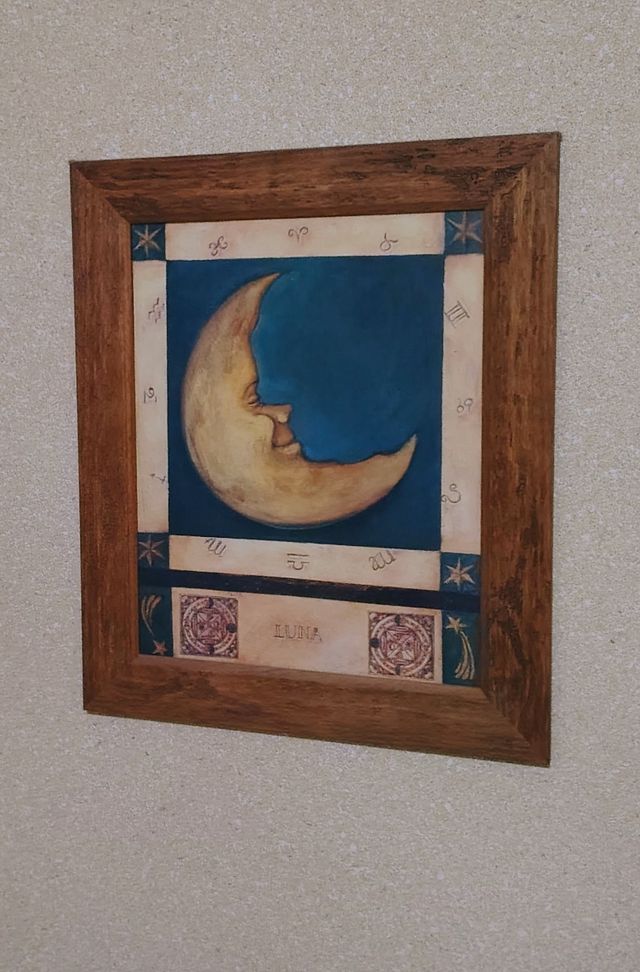 Cuadro Sol con marco de madera (10 e el lote de lo