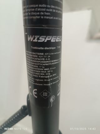 Patín eléctrico Wispeed T1000