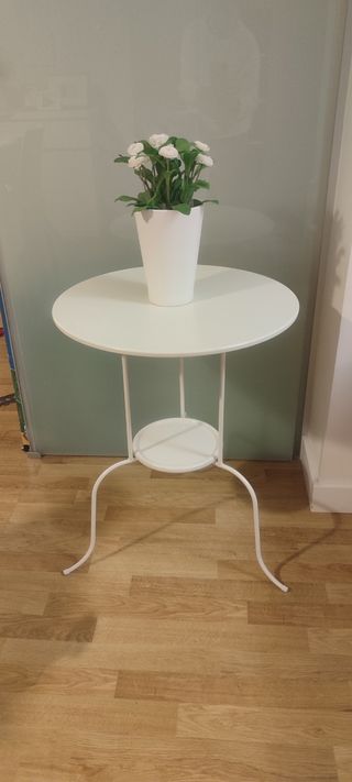 Mesa auxiliar redonda metal blanca