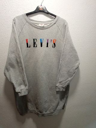 Sudadera Levi's Oversize Gris Letras Colores