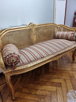 Banco de madera maciza con pan de oro