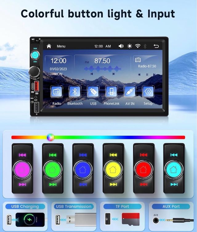 Pantalla 7” CarPlay/Android/Mirrow camara trasera