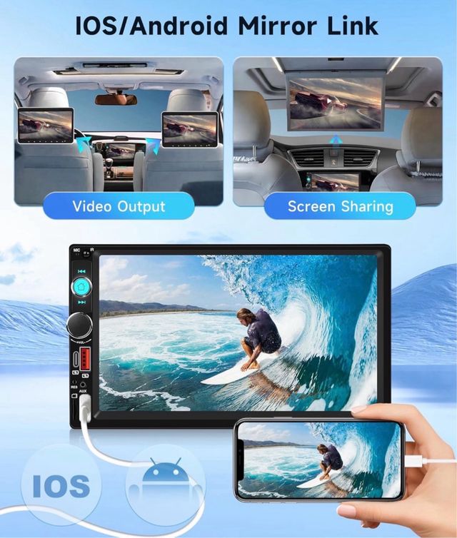 Pantalla 7” CarPlay/Android/Mirrow camara trasera