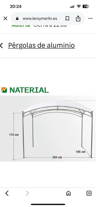 Pérgola de aluminio NATERIAL gris