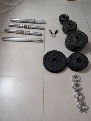Conjunto de pesas y mancuernas