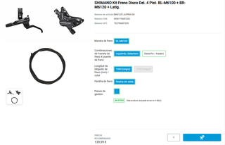 SHIMANO Kit Freno Disco 4 Pistones BL-M6100