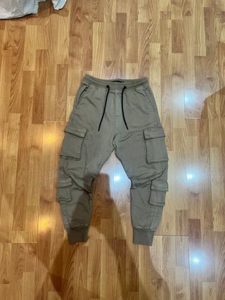 Pantalón Jogger Bershka Talla S Beige