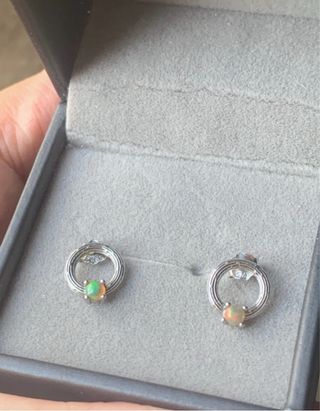 Pendientes Plata Ley Opalos Negros