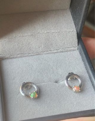 Pendientes Plata Ley Opalos Negros