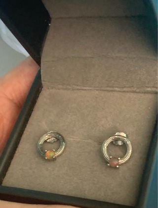 Pendientes Plata Ley Opalos Negros