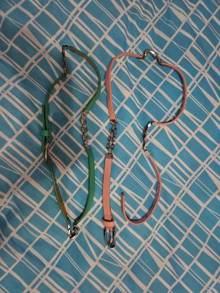 Cinturones verdes y rosas con cadena