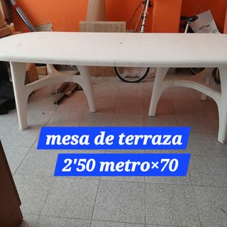 Mesa de jardín rectangular blanca