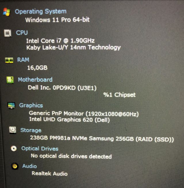 Dell 5400 i7 -16gb- nvme 256gb-win11 +Office